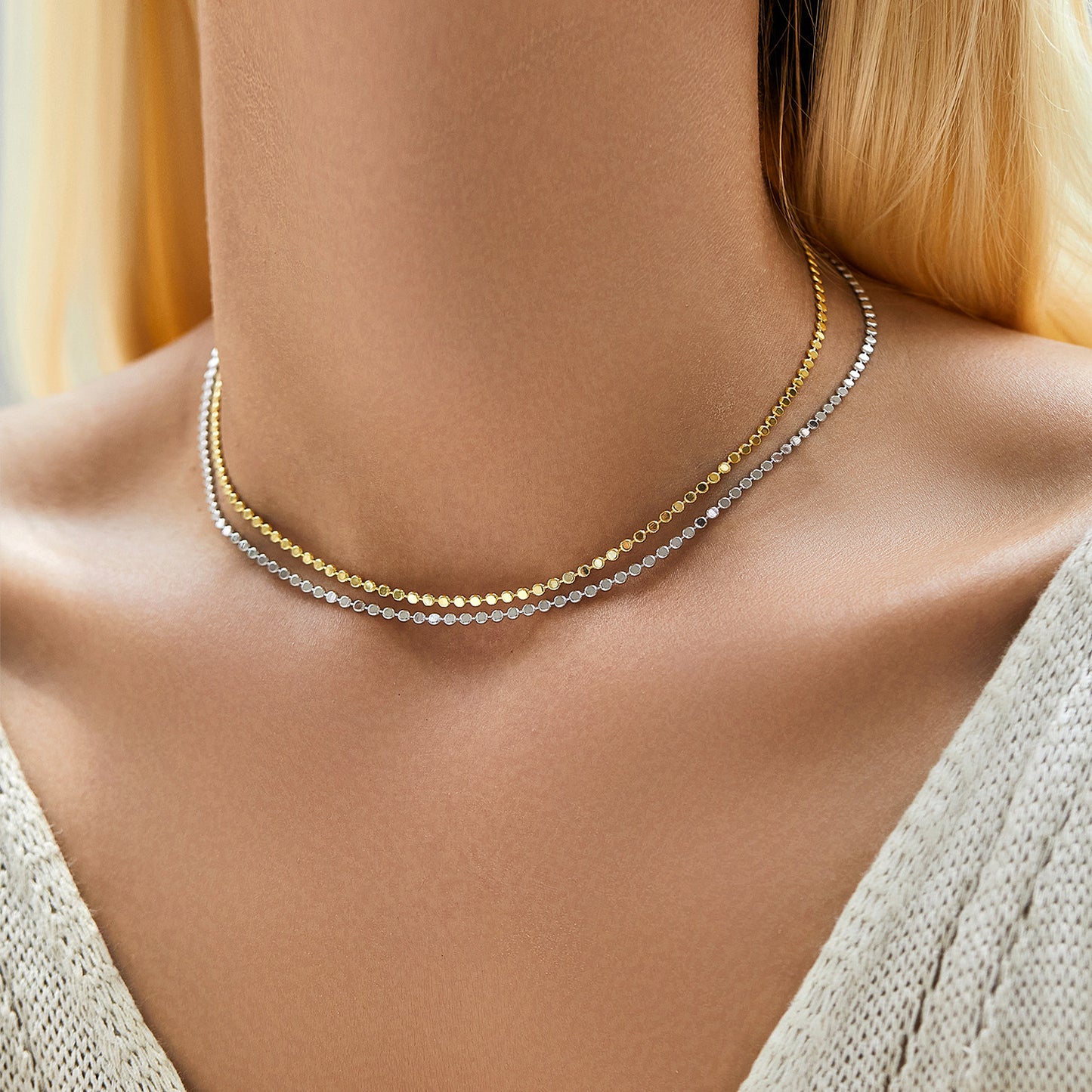 S925 Sterling Silver Minimalist Round Choker Necklace