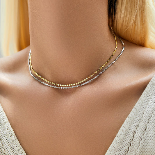 S925 Sterling Silver Minimalist Round Choker Necklace