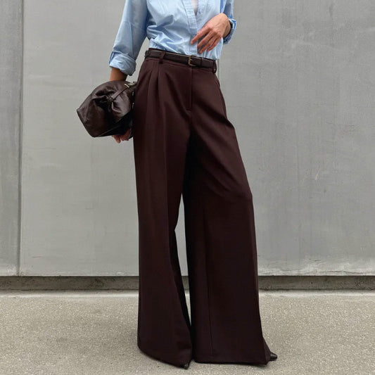 High Waist Espresso Drape Pants