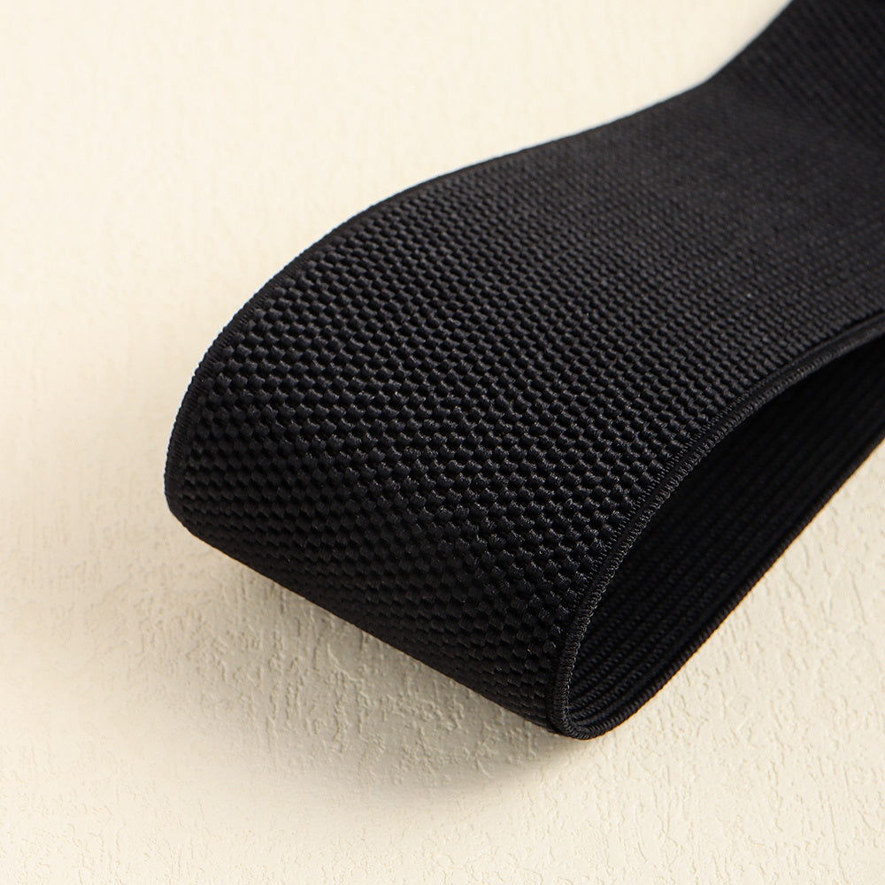 Retro Stretch Canvas Cinch Belt – Black