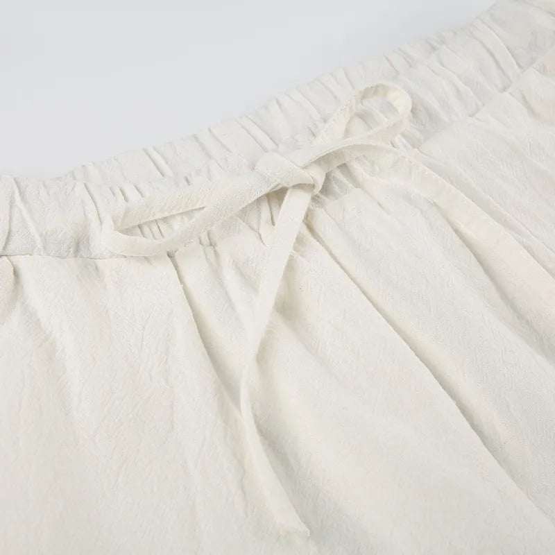 Relaxed Straight Leg Tie Waist Trousers
